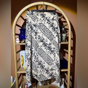 Black and Cream Floral Design Skirt